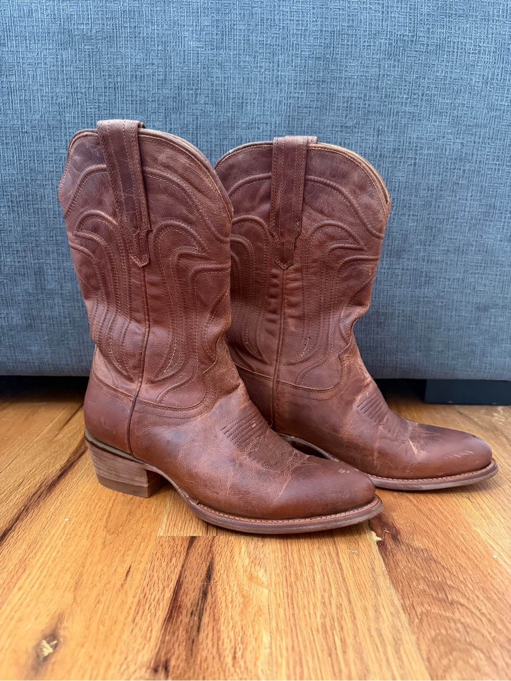 Tecovas women’s The Jaime Scotch Goat Brown Leather Western Pull-On Boots size 7